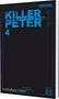 Text: "KILLER PETER 4" und "vorläufiges Cover". Dunkler Hintergrund mit blauen Akzenten und Zielscheiben-Symbolen.