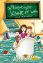 Text: "Die unlangweiligste Schule der Welt. Klasse unter Wasser." Illustration mit Kindern und Tieren in Überschwemmung., Buch