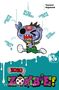 "ZO ZO ZOMBIE!" mehrfach, gefolgt von einer fröhlichen Zeichnung eines kleinen blauen Zombies., Buch