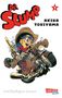 „Dr. Slump“, „Akira Toriyama“. Illustration: Kind auf Motorrad, Cowboy-Stil, rote Schrift, Stern mit der Zahl 7., Buch