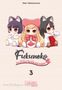 "Fukuneko: Die Glückskatzen 3" zeigt drei niedliche Figuren mit Katzenohren und großen Augen in verschiedenen Outfits., Buch