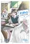 „Kirio Fanclub 1“ und „vorläufiges Cover“. Illustration: Schülerin mit Zopf im Klassenzimmer, hält Bleistift in der Hand., Buch