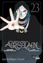 „The Heroic Legend of Arslan 23“. Person mit Maske, Kapuze, hebt Hand mit rotäugigem Symbol., Buch