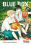 "BLUE BOX", "presented by KOUJI MIURA", "Lass uns Basketball spielen!", "Carlsen Manga" Logo. Zwei lächelnde Jugendliche.