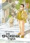 "Jiro Taniguchi. Der spazierende Mann." Illustration eines Mannes in Jacke mit Hund, der eine Treppe hinuntergeht., Buch