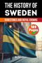 "The History of Sweden: Runestones and Royal Crowns. 189 Pages. By Skriuwer." Schwedische Flagge weht im Hintergrund., Buch