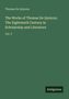 „The Works of Thomas De Quincey. The Eighteenth Century in Scholarship and Literature. Vol. V“. Grüner Hintergrund.
