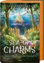 Cover mit Titel: "Sea of Charms" – "Das sanfte Lied der Freiheit". Ein Segelboot auf einem Meer hinter einem Gartenzaun., Buch