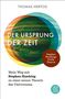 Titel: "Der Ursprung der Zeit". Kreisförmiges, buntes Design mit Texten zu Stephen Hawkings Theorie., Buch