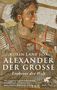 "Alexander der Große: Eroberer der Welt" ist in großen Buchstaben auf einem antiken Mosaik eines Kriegers zu sehen., Buch