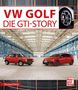 "VW GOLF DIE GTI-STORY" oben und "Eberhard Kittler" unten, Autoaufstellungen mit verschiedenen VW Golf GTI-Modellen.