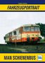 "FAHRZEUGPORTRAIT MAN SCHIENENBUS" oben und unten. Ein rot-cremefarbener Schienenbus fährt auf Gleisen., Buch