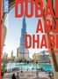 Texte: "DUBAI ABU DHABI", "ARCHITEKTUR STADT DER ZUKUNFT", "RAS AL KHAIMAH ABENTEUER UND OUTDOOR-ERLEBNISSE", "RESTAURANTS SCHLEMMEN MIT AUSBLICK". Logo oben links, Bild zeigt moderne Skyline mit Turm und Wasser.