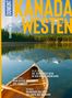 Text: "KANADA WESTEN", "WILDE NATUR", "VANCOUVER, CALGARY", Kanu auf See mit Bergen im Hintergrund., Buch