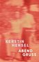 Text: "Zwei Erzählungen", "KERSTIN HENSEL", "ABEND GRUSS", "Luchterhand". Rote, abstrakte, strukturierte Illustration., Buch
