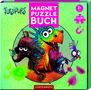 "Magnet Puzzle Buch, 3+ Jahre, 2x20 Teile, Fuzzipups." Bunte, cartoonartige Figuren und ein grüner Hintergrund.