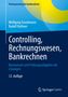 "Controlling, Rechnungswesen, Bankrechnen" in weiß auf blauem Hintergrund; Autoren: Wolfgang Grundmann, Rudolf Rathner.