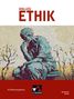 "Kolleg Ethik" in großen roten Buchstaben, darunter eine abstrakte Illustration eines nachdenklichen Denkers., Buch
