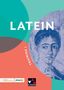 "LATEIN TRAINING 1" in großen Lettern. Bunte geometrische Formen und ein antikes Porträt einer Frau neben den Texten., Buch