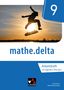 Text: "9, mathe.delta, Arbeitsheft mit digitalen Übungen, Gymnasium Berlin/Brandenburg." Skateboarder springt vor Sonnenuntergang.