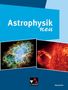 "Astrophysik neu" steht groß auf hellblauem Hintergrund. Darunter Bilder von Weltraumphänomenen., Buch