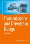 Buchtitel: "Transmissions and Drivetrain Design". Illustration von zwei Lastwagen, blaues und oranges Farbschema., Buch