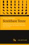 Cover mit Text: "Streitbare Texte" von Torsten Erdbrügger, gelb und schwarz, geometrische Muster, Logo mit Pferd., Buch