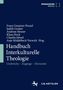 Cover eines Buches: "Handbuch Interkulturelle Theologie" mit Herausgebern. Blaues Design, weißer Text., Buch