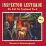Texte: "INSPECTOR LESTRADE", "Ein Fall für Scotland Yard", "Fall 23", "Monster in Menschengestalt". Illustration: Personen in einem Raum., CD