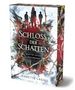 „SCHLOSS DER SCHATTEN. BLUT IST DICKER ALS WASSER“ von Jeanette Lagall. Silhouetten und Dornen im Hintergrund., Buch