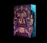 "Secrets of the Sea: Totenprinzessin" von B.E. Pfeiffer, violetter Hintergrund mit goldener Ornamentik und einem Gesicht.