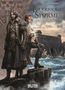 „Die Bruderschaft der Stürme 4 - Anellis“. Illustration von zwei Abenteurern vor einer Festung am Meer., Buch