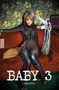 Text: "SPLITTER MANGA", "BABY .3", "Chang Sheng". Frau in schwarzem Outfit auf rotem Sofa, Wand mit gelbem Muster im Hintergrund., Buch