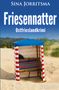 Text: "SINA JORRITSMA, Friesennatter, Ostfrieslandkrimi, KLARANT". Ein Strandkorb auf sandiger Düne, umgeben von Gras., Buch