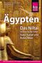 Ägypten-Reiseführer, Texte über Nil, Suez, Rotes Meer. Hintergrund: antike ägyptische Reliefs. Oben rechts: pinkes Logo., Buch