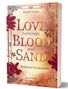 Titel: "Love between Blood and Sand". Untertitel: "Herz des Gladiators". Autor: Maggie Stone. Gold-tonige Gestaltung., Buch