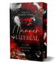 Text: Jolina Marie Posa, Männer Material, Dark Passion Room. Hintergrund: Rote Rose, weiße Federn, dunkelroter und schwarzer Farbverlauf., Buch