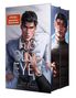 „His Blue Eyes“, Spiegel Bestseller. Zwei Illustrationen eines dunkelhaarigen Mannes, einmal mit und einmal ohne Zigarette., Buch