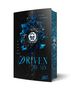 „Driven by Sin“ von Lilien Ortwein. Schwarzer Hintergrund, blaue und schwarze Rosen, Schädel-Design in der Mitte., Buch