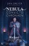 "NEBULA CONVICTO CHRONIKEN 1230 - Richard und der Schild im Felsen." Ein Ritter mit Schwert steht über einem blauen Wesen., Buch