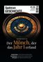 Titel: "Der Mönch, der das Jahr 1 erfand". Rundes Zifferblatt mit lateinischer Inschrift, schwarzer Hintergrund., Buch