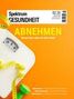 Spektrum Gesundheit, 02.26, ABNEHMEN. Waage, Maßband, Hantel auf orangem Hintergrund., Buch