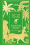 "RUDYARD KIPLING DIE DSCHUNGEL BÜCHER". Goldene Silhouetten: Bär, Panther, Junge, Palme, Schlange auf grünem Hintergrund., Buch
