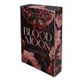"THE DEADLY WORLD OF LAKELAND", "BLOOD MOON", "BRITNEY S. LEWIS", "ROMAN", "VAJOSH"; Design: Blüten, fließende rote Tropfen.