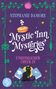 Buchtitel: "Mystic Inn Mysteries" und "Unheimlicher Check-In" von Stephanie Damore. Illustration: Schwarze Katze, magisch., Buch