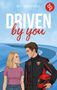 Text: "Bettina Kiraly", "Driven by you". Illustration: Frau und Mann in Rennanzug, roter Helm, Rennstrecke im Hintergrund., Buch