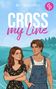 "CROSS my Line", Bettina Kiraly, Illustration eines Paares auf Rennstrecke, er in Latzhose, sie mit verschränkten Armen., Buch