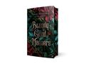 „Bloody Good Manners“, Mila Meadow, Ylvie Davis. Grün-blaue Blätter mit roten Akzenten als Hintergrund., Buch