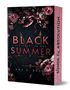 "Black Summer: Die Nacht in uns" von Ana D. Rocky. Pinke Blumen auf dunklem Hintergrund, seitlich "Sünde & Absolution".