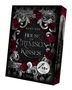 Text: "RUBY ROE, HOUSE OF CRIMSON KISSES, 18+, CINNA". 
Aufwändig gestaltetes, dunkles Design mit roten Rosen und silbernen Ornamenten., Buch